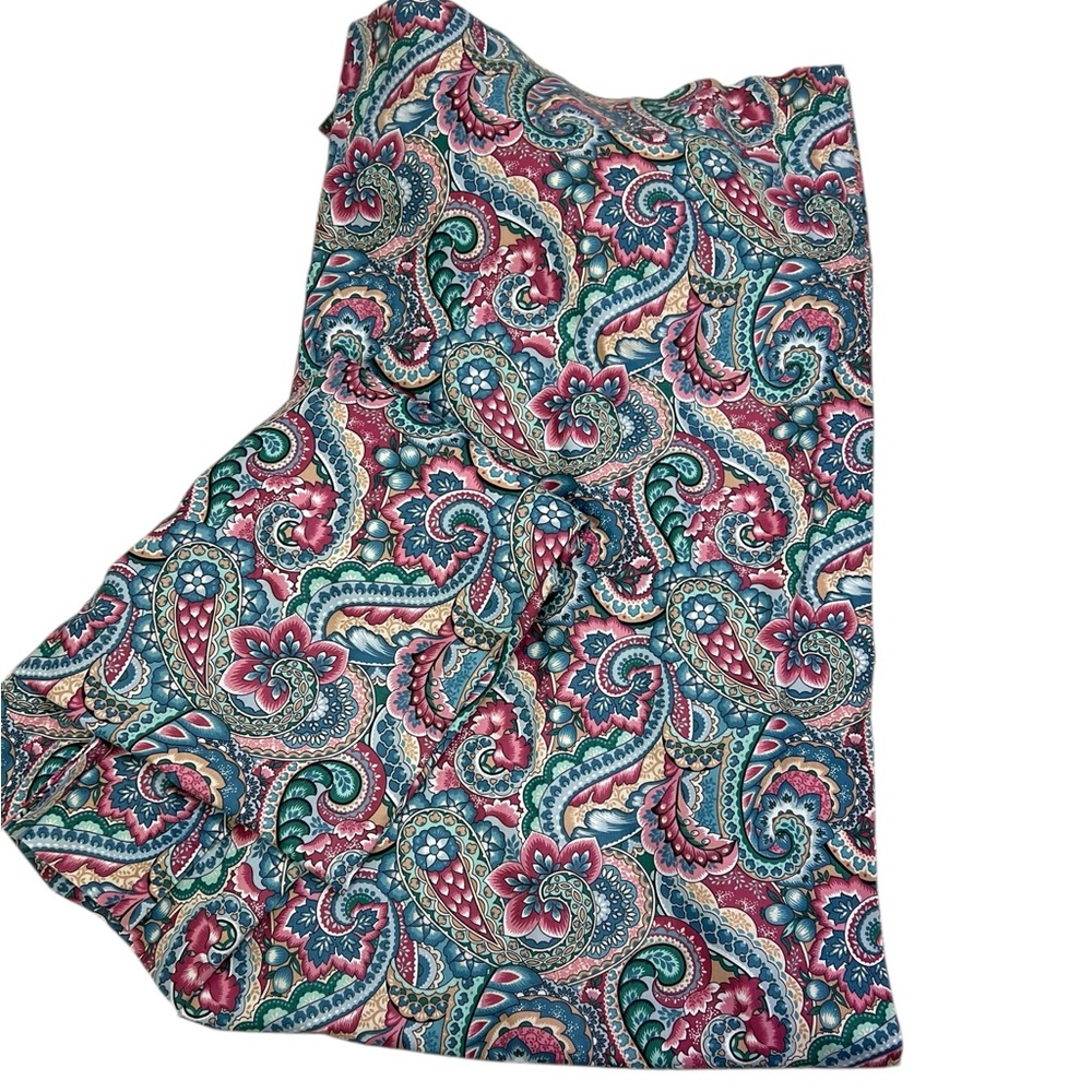 2 Paisley Floral Lined Curtain Panels Pink Blue Pinch Pleat 82” Long